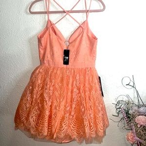 NWT Bebe Full Fit flare Floral Lace Drees